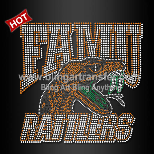 New FAMU Rattlers Iron On Rhinestone Transfers